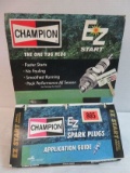 Vintage Champion Spark Plugs Cardboard Easel Back Chart Sign