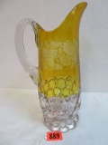 Antique Czechoslovakian Art Glass Water Pitcher