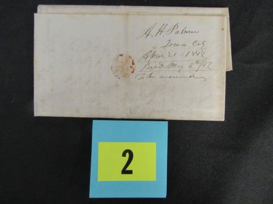 (1847) Iowa City Iowa Cover Envelope