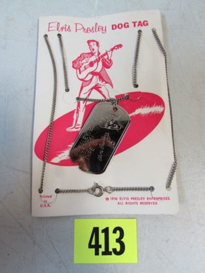 Vintage 1956 Elvis Presley Enterprises Souvenir Dog Tag Necklace