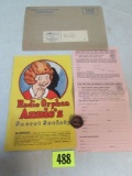 Rare Antique 1930's Radio Orphan Annie Membership Pin Packet