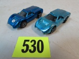 (2) Vintage 1967 Redline Hot Wheels Ford J-car Blue, Lt. Blue