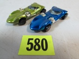 (2) Vintage 1968 Hot Wheels Redline Twinmill Anti-freeze, Blue