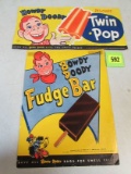 (2) Original 1950's Howdy Doody Ice Cream Paper Signs