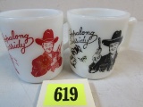 (2) Antique Hopalong Cassidy Milk Glass Mugs
