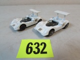 (2) Vintage 1968 Hot Wheels Redline Chaparral White Enamel