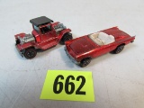 (2) Vintage Redline Hot Wheels T-4-2, Classic 57 Bird Red