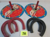 Antique Ohio Art Roy Rogers Tin Litho Horseshoes Set