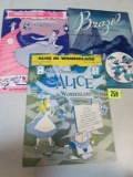 (3) Antique Disney Sheet Music Cinderella, Alice, Etc. (1940's)