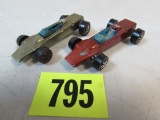 (2) Vintage 1969 Hot Wheels Redline Lotus Turbine Olive, Orange