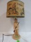 Vintage 1955 Davy Crockett Chalkware Lamp w/ Original Shade