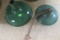 2 Antique Service Station Porcelain Light Shades (green)