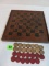 Antique Hand Made Wooden Checker Board with Checkers