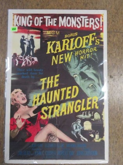 Original 1958 "The Haunted Strangler" Starring Boris Karloff One Sheet Movie Poster