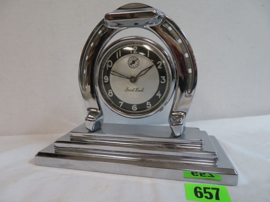 1930s Lux Clock Co. Good Luck Horseshoe Alarm Clock