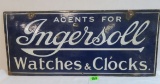 Vintage Ingersol Watches & Clocks Dbl Sided Porcelain Sign