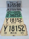 1938, 1939, 1940 Michigan License Plates Matched Pairs