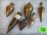 Lot of (6) Antique Plumb Bobs, Some Signed