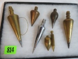 Lot of (7) Antique Plumb Bobs, Some Signed