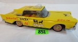 1950s Japan Tin Litho Friction Powered Yellow Cab Taxi