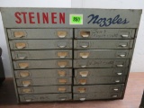 Vintage Steinen Nozzles 16 Drawer Steel Counter Display Cabinet