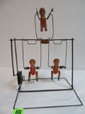 1930s Marx Big 3 Wind Up Tin Litho Acrobat Trapeze Toy