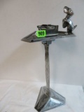 Excellent Art Deco Chrome Ashtray Stand W/ Dog