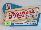 Vintage Pfeiffer's Beer Plastic Advertising Sign 15