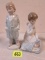 (2) Lladro Porcelain Figurines Boy In Robe (8