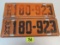 1920 Michigan License Plates Matched Pair