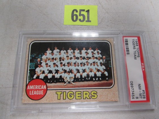 1968 Topps #528 Detroit Tigers Team Card (world Champs) Psa 8