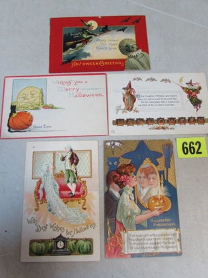Lot (5) Antique 1900's Halloween Postcards