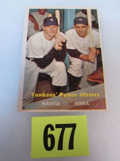 1957 Topps Baseball #407 Yankees Power Hitters Mickey Mantle/ Berra