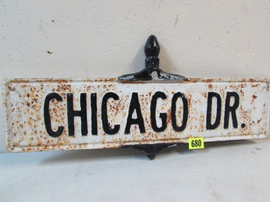 Antique " Chicago Drive" Dbl. Sided Steel Street Sign