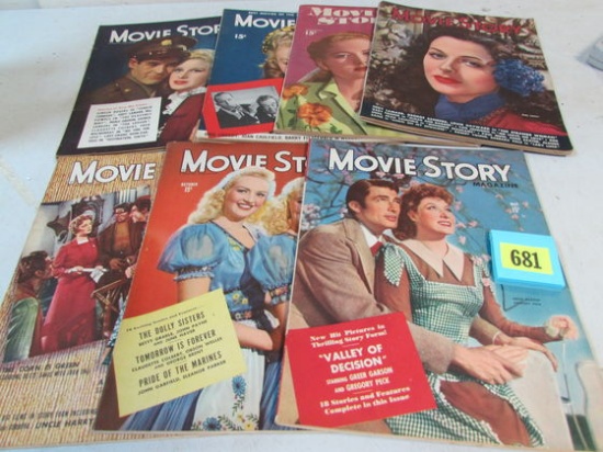 Lot (7) Antique 1940's Movie Story Magazines (fawcett Publications)