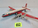 Antique Japan Tin Friction Douglas Seven Seas Dc-7c Airplane