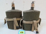 (2) Original Ww2 British Wool Covered Canteens Nos/ Un-issued