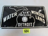 Rare 1950's Michigan Water Wonderland Detroit Vfw License Plate