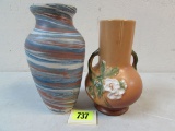 (2) Antique Pottery Vases Weller 7