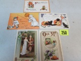 Lot (5) Antique 1900's Halloween Postcards