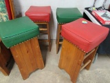 Excellent Antique Signed Habitant Set Of (4) Bar Stools