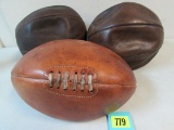 (2) Very Early Antique Leather Basketballs & 1 Football