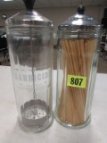 Antique Barbicide & Straws Glass Containers/ Cannisters