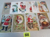 Lot (10) Antique 1900's Santa Claus Christmas Postcards