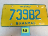 Vintage Nassau Bahamas Metal License Plate