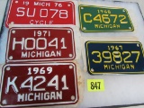 1967, 1968, 1969, 1971, 76 Michigan Motorcycle License Plates