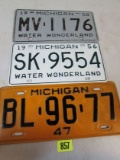 1947, 1956, 1958 Michigan License Plates