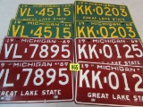 (4) Matched Pairs 1968 & 1969 Michigan License Plates