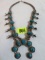 Beautiful Sterling Silver and Turquoise Squash Blossom Necklace