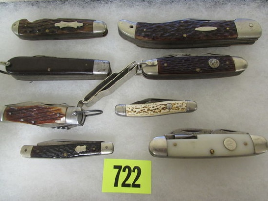 Lot (8) Vintage Folding Knives Boker, Solingen, Etc